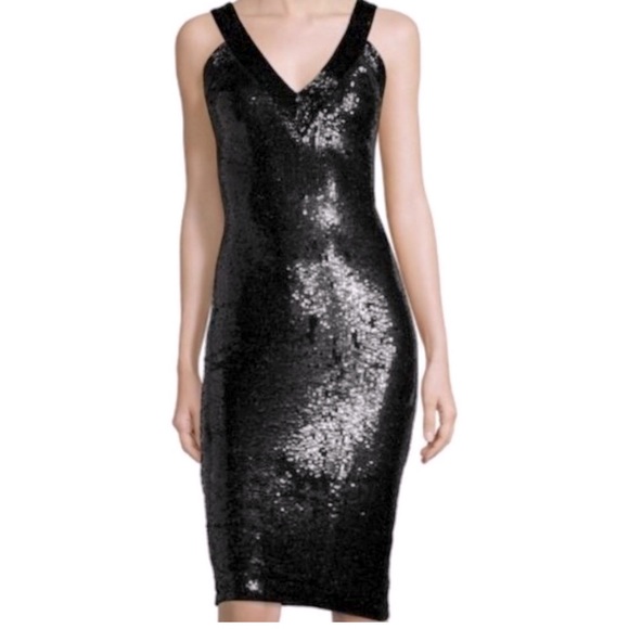 ALICE OLIVIA SEQUIN BEADED PIERA COCKTAIL DRESS